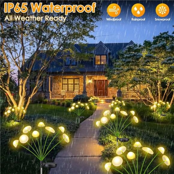 32LED Solar Garden Lights Outdoor Waterproof | Solar Mushroom Lights - Picture 5 of 7